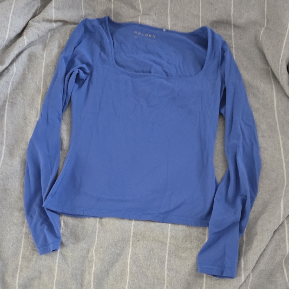 Aritzia Long Sleeve Square Neck Top in Cobalt